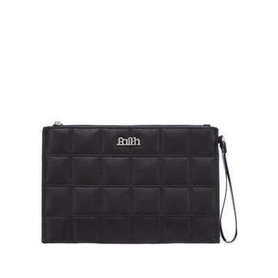 Black quilted square clutch bag